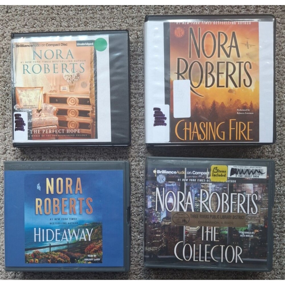 NORA ROBERTS Lot of 4 Audiobooks Books on CD Ex Lib Romance Fantasy Love Desire